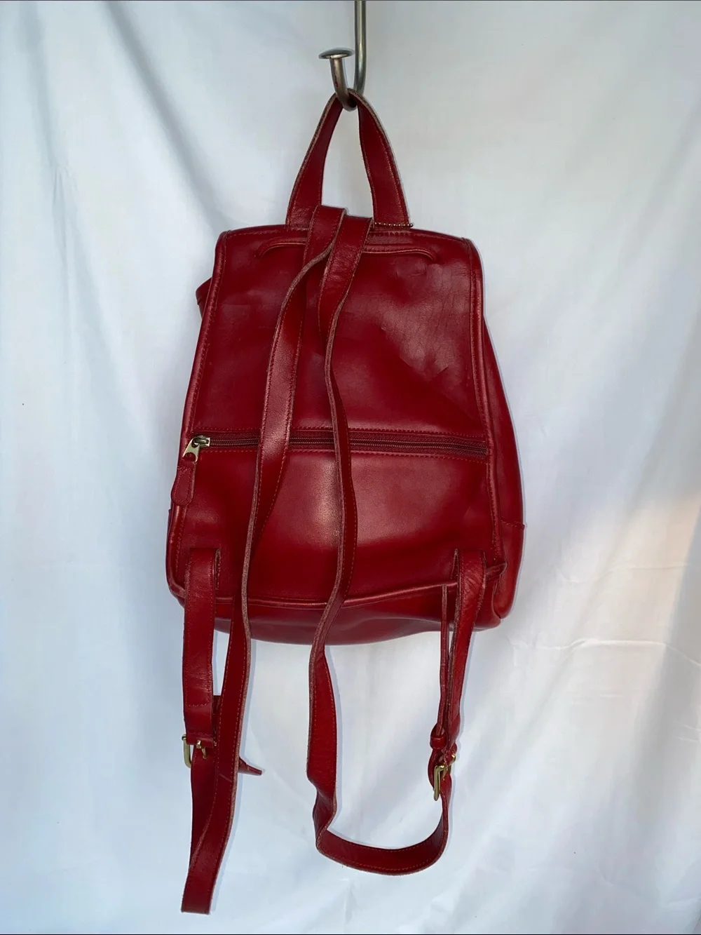 Coach 9791 Red Leather Daypack Backpack with Gold-Tone Turn Lock